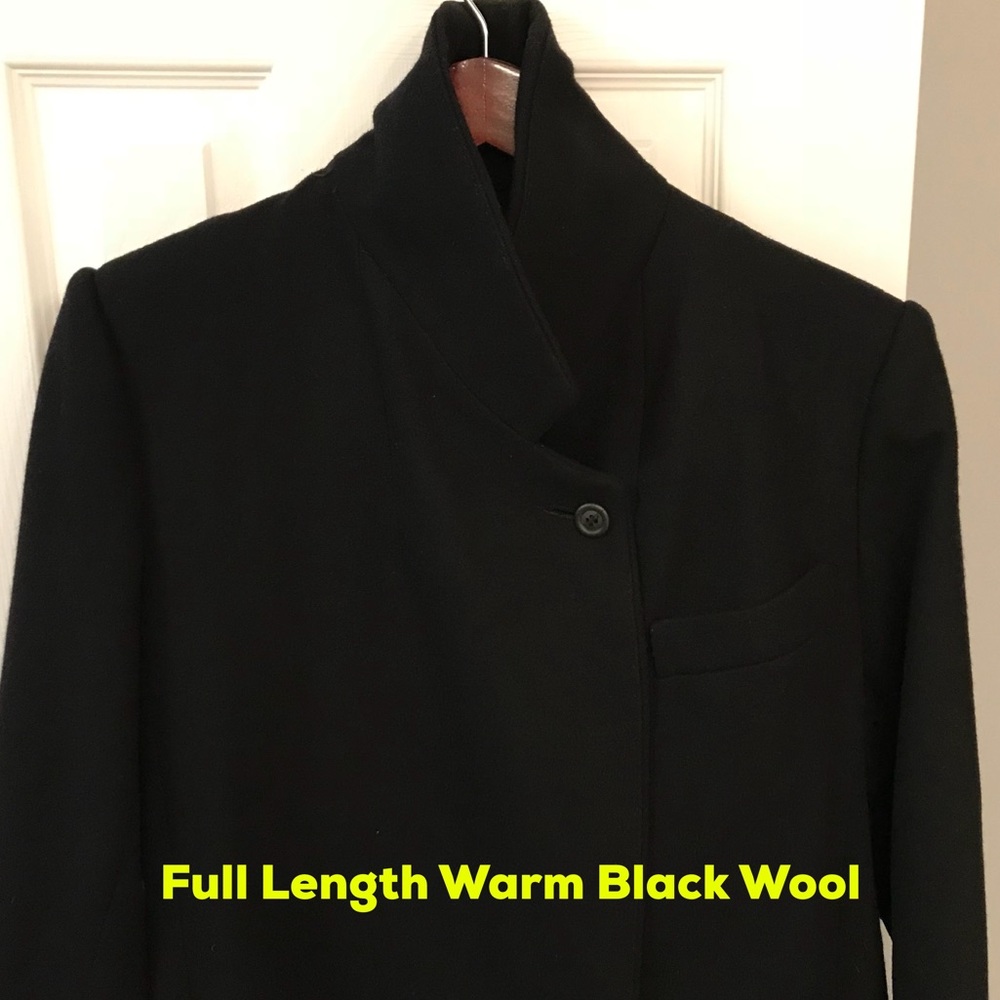 Vintage Ukrainian Black Wool Pea Coat - Full Length